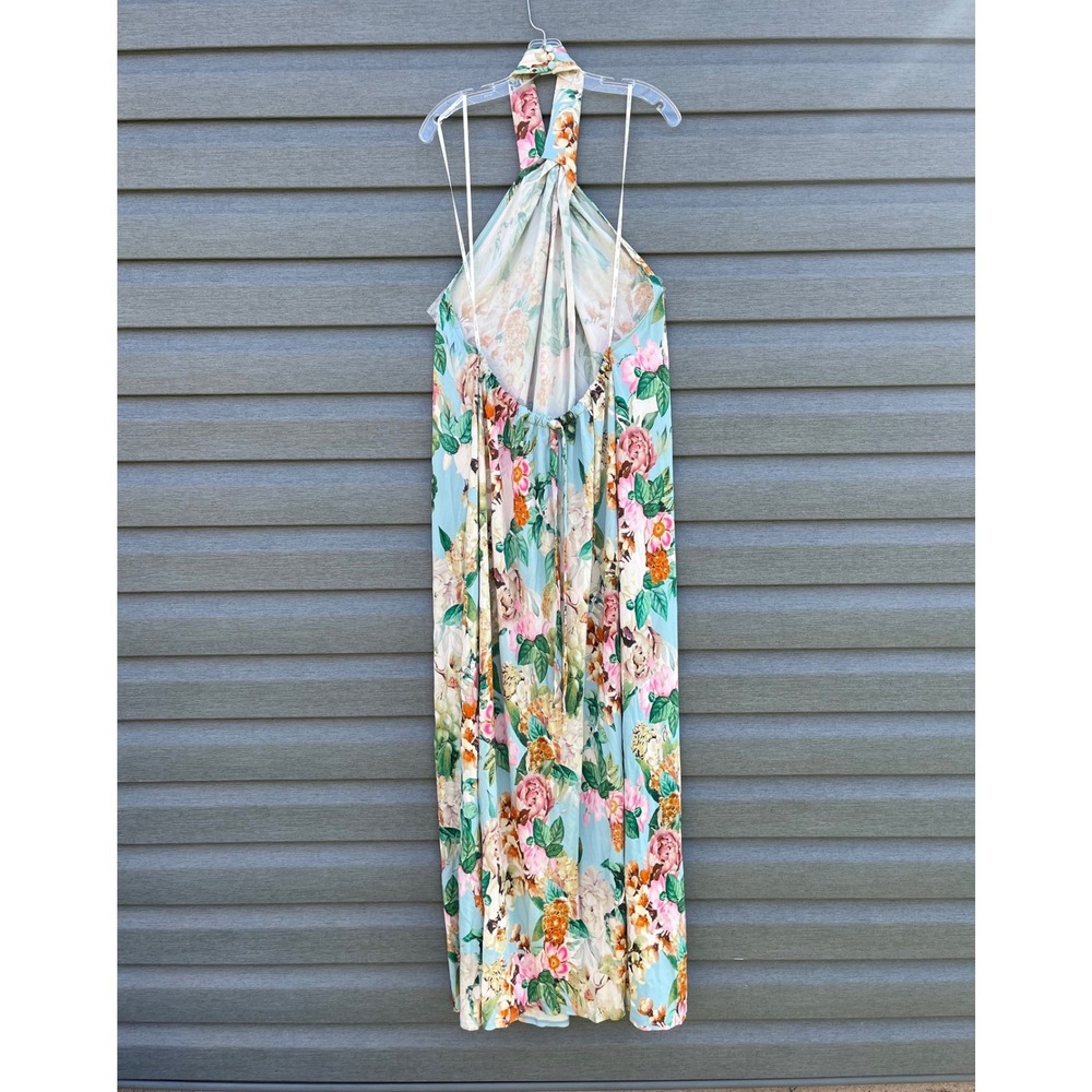 Cara Cara Dress Marion Blue Floral Maxi Twist Halter Neck Backless Open Back XL - Picture 5 of 10